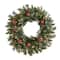 24" White LED Frosted Christmas Wreath with Ornaments & Berries